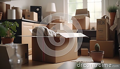 Together We Move: A Moving Service Helps to Transport Furniture and Belongings to Apartment - ai generated Stock Photo
