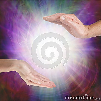 Together our healing energies combine to create a powerful influence Stock Photo