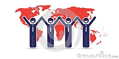 Together It`s Easier - Join Forces Against the Coronavirus Impact on All Around the World, Work to Restore the Global Economy Vector Illustration