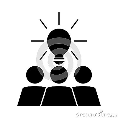 Together, teamwork people creativity solution pictogram, silhouette style Vector Illustration