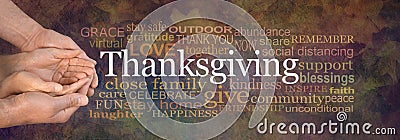 Togetherness and a Cosy Covid Thanksgiving Word Cloud banner Stock Photo