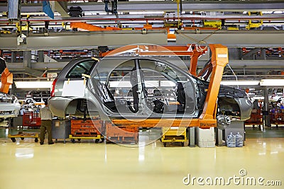 Body of passenger cars at Avtovaz factory Editorial Stock Photo