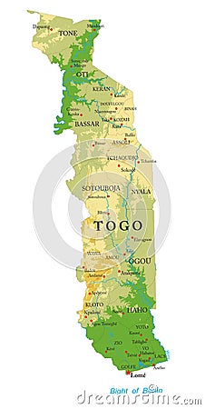 Togo physical map Vector Illustration