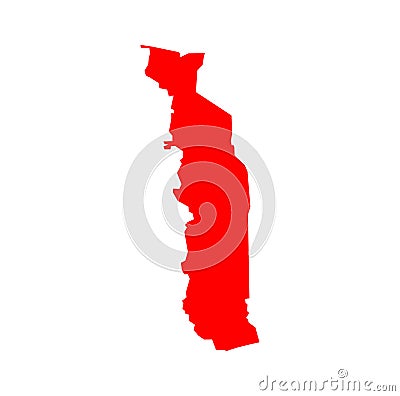 Togo vector map in red color Stock Photo