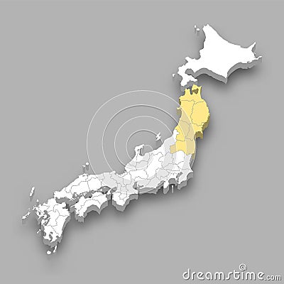 Tohoku region location within Japan map Vector Illustration