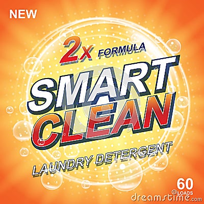 Toilet or bathroom tub soap cleanser banner ads. Laundry detergent orange Template. Washing Powder or Liquid Laundry Vector Illustration