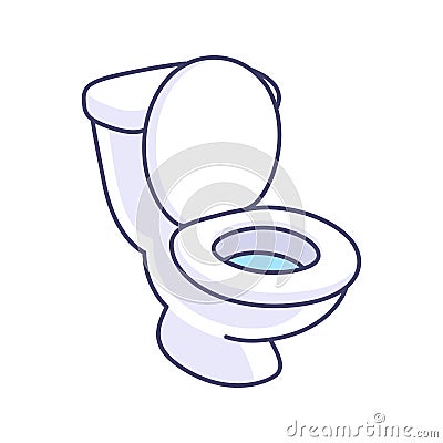 Toilet bowl cartoon drawing Vector Illustration