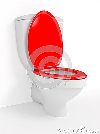 Toilet bowl, with the closed seat Stock Photo