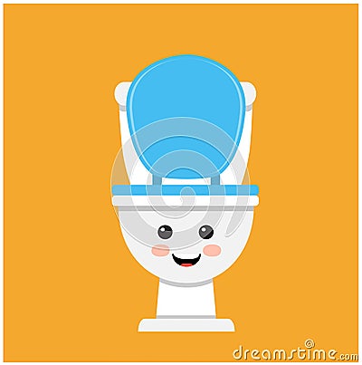 Toilet bowl cute face Vector Illustration