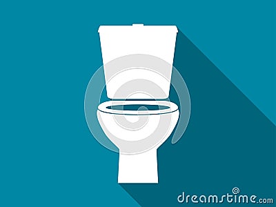 Toilet bowl flat icon with long shadow. Vector Vector Illustration