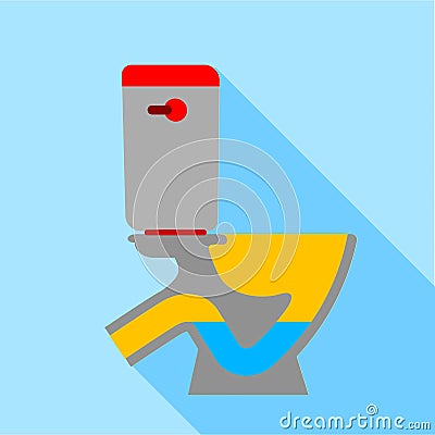 Toilet bowl icon, flat style Vector Illustration