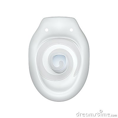 Toilet bowl incomplete modern realistic. Isolated images of white toilet bowl view top. Vector illustration for advertising or web Vector Illustration