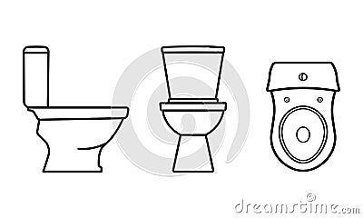 Toilet bowl. Isolated icons on gray and white Vector Illustration