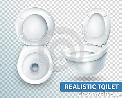 Toilet Bowl Realistic Set Vector Illustration