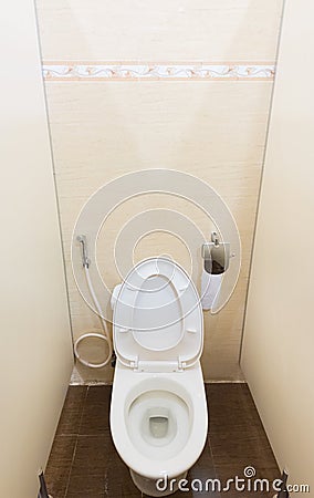 Toilet bowl in water closet Stock Photo