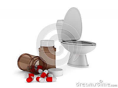 Toilet bowl on white background. Isolated 3D Stock Photo