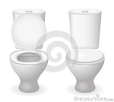 Toilet ceramic seat open closed 3d isolated icon realistic design vector illustration Vector Illustration
