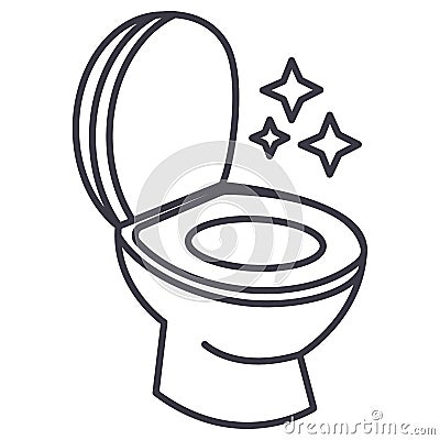 Toilet clean, cleaning service vector line icon, sign, illustration on background, editable strokes Vector Illustration