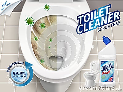 Toilet cleaner ads Vector Illustration