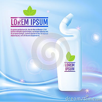 toilet cleaner detergent ad, bottle mockup Cartoon Illustration