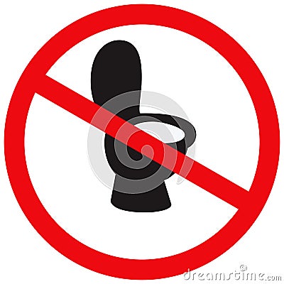 Toilet is closed. Prohibition restriction vector sign Vector Illustration