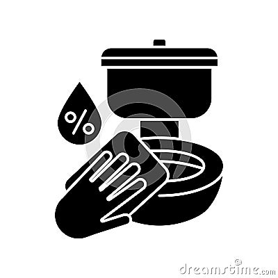 Toilet disinfection black glyph icon Vector Illustration