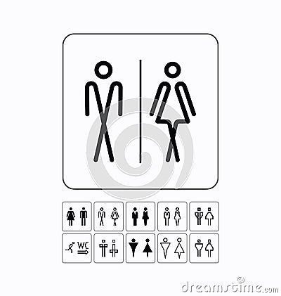 Toilet door/wall plate. Original WC icons set. Vector Illustration