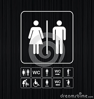 Toilet door/wall plate. Original WC icons set. Vector Illustration