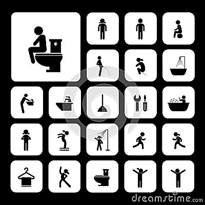 Toilet and hygiene icons Vector Illustration