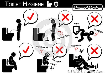 Toilet Hygiene ( Stick man vector ) Vector Illustration