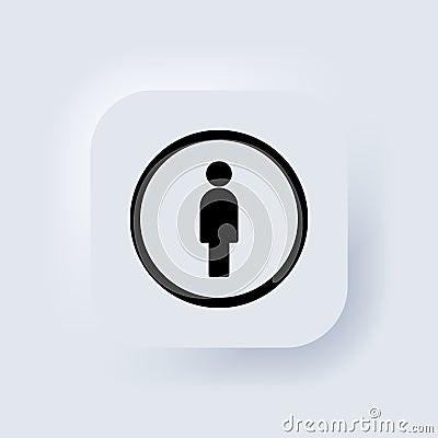 Toilet icon. Male bathroom sign. Neumorphic UI UX white user interface web button. Neumorphism. Vector EPS 10 Vector Illustration