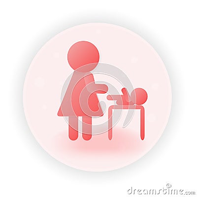 Toilet icon for mother with newborn room for feeding and diaper change in 3d gradient volumetric style Vector Illustration