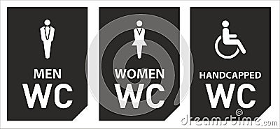 Toilet icons set boy or girl restroom wc. Vector Illustration