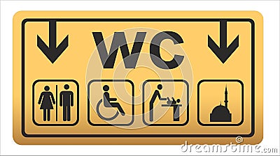 Toilet icons set boy or girl restroom wc. Vector Illustration