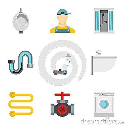 Toilet icons set, flat style Vector Illustration