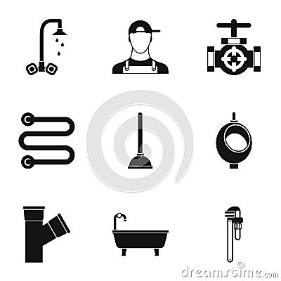 Toilet icons set, simple style Vector Illustration