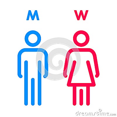 Toilet indicating sign. Vector men and women WC directional signs. Vector Illustration