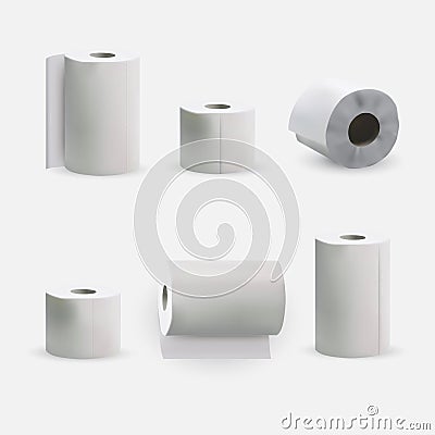 Toilet and kitchen towel roll paper mockup set Vector Illustration