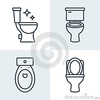 Toilet line icon bowl sanitaryware vector bathroom. Bidet toilet line icon. Vector Illustration