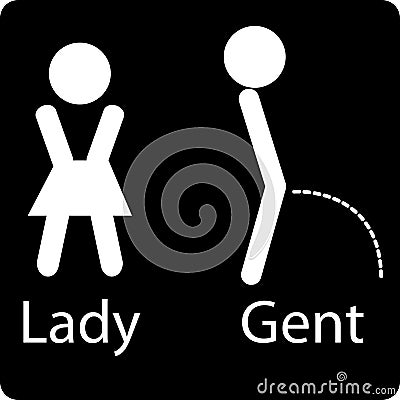 Toilet logo lady and gent in Stock Photo