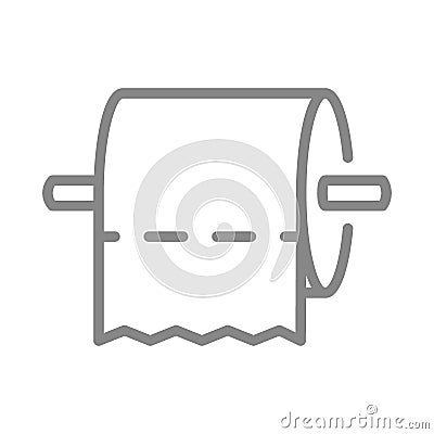 Toilet paper on holder horizontally line icon. Napkins, public toilet, personal care products, cleanliness protection Vector Illustration