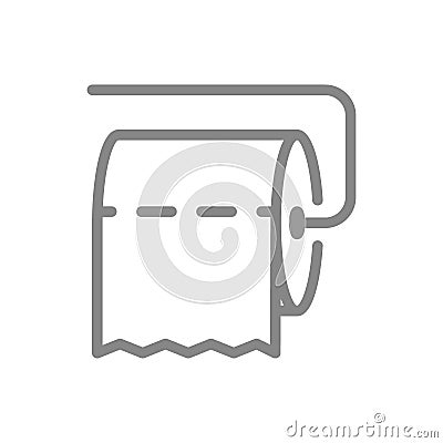 Toilet paper on holder horizontally line icon. Paper roll, napkins, public toilet, personal care products symbol Vector Illustration