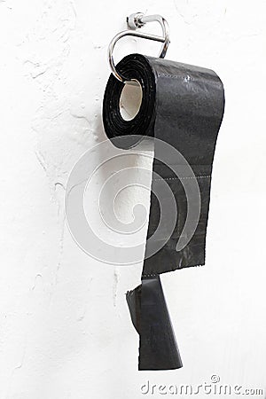 Toilet paper made of nylon as absurd, humor, joke, paradox Stock Photo