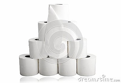 Toilet paper in pyramid shape Stock Photo