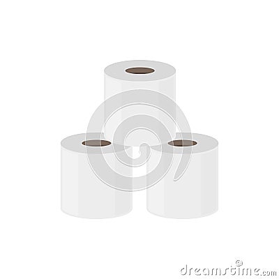 Toilet paper roll flush icon. Vector toilet paper tissue isolated towel flat tape Vector Illustration