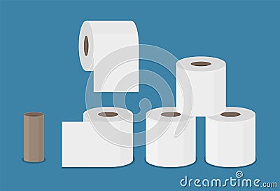 Toilet paper roll flush icon. Vector toilet paper tissue isolated towel flat tape Vector Illustration