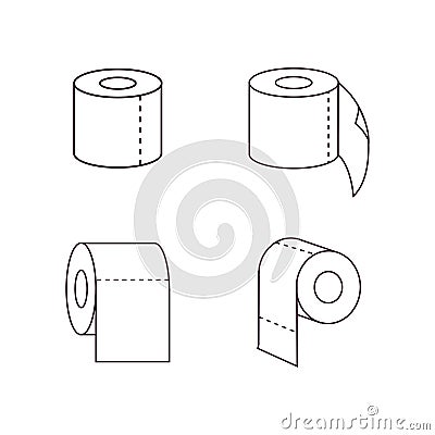 Toilet paper roll line icon, outline vector sign, linear style pictogram isolated on white. Symbol, logo illustration. Editable st Vector Illustration