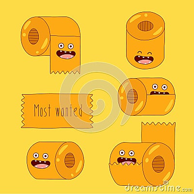 Toilet paper roll most wanted. vector graphics Stock Photo