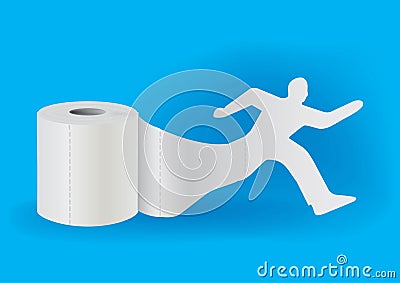 Toilet paper with running man Vector Illustration