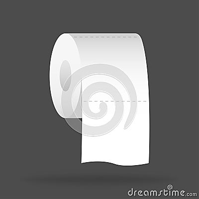 Toilet paper. WC isolated sheet. Restroom object. Realistic icon for washroom. Hygiene roll to wipe. Vector EPS 10 Vector Illustration